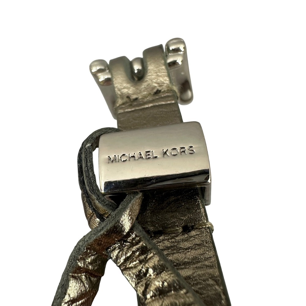 Michael Kors NWOT Gunmetal Skinny Belt Leather 553302 Women XL Flawed see photos - Picture 3 of 10